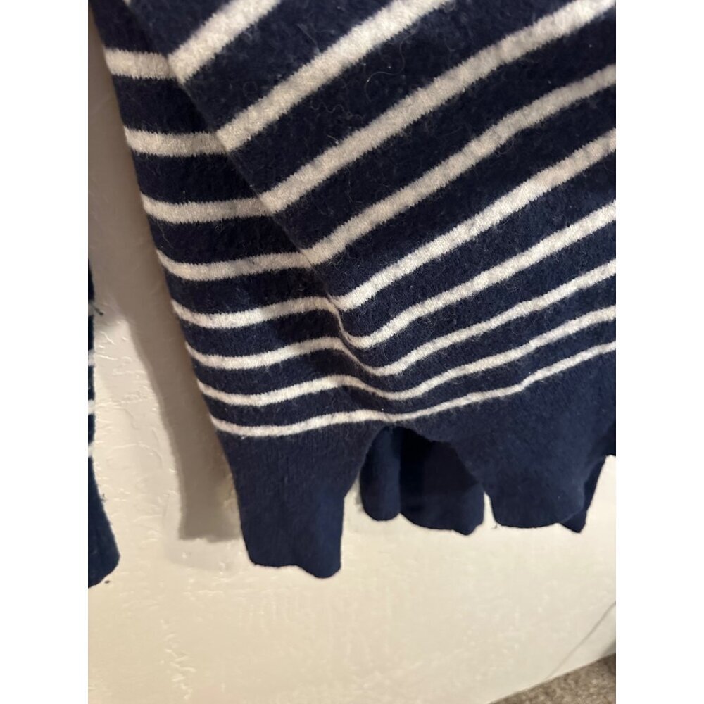 Madewell Y Cozy Blue & White "Walker" Striped Long Sleeved Alpaca Wool Cardigan - Picture 8 of 11